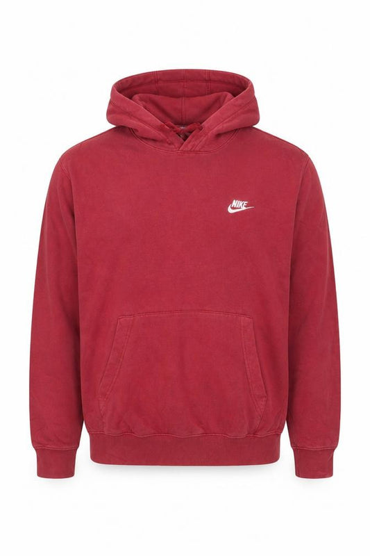 Nike Men's Red Pullover Hoodie M Regular Fit Fleece Logo Sweatshirt