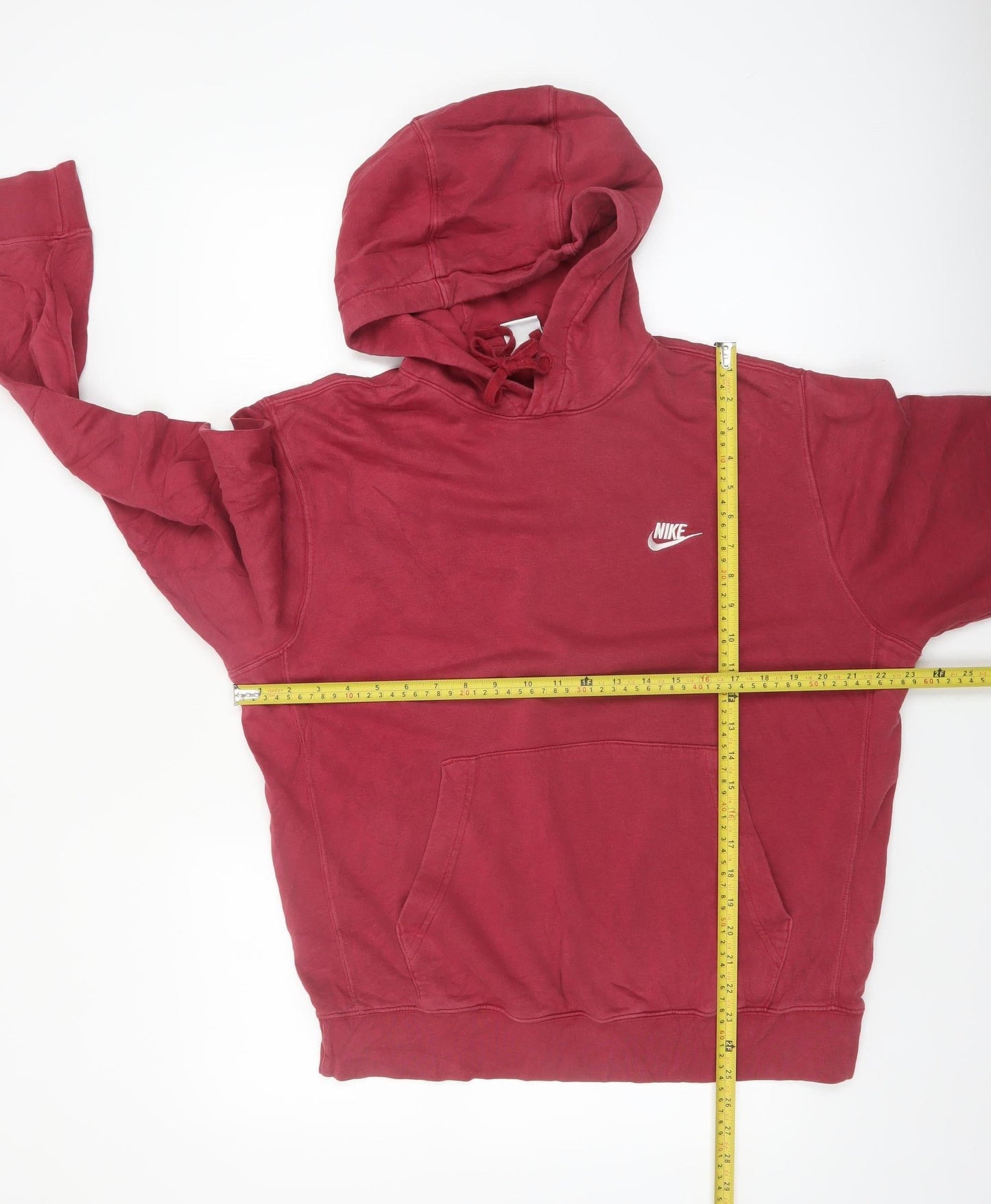Nike Men's Red Pullover Hoodie M Regular Fit Fleece Logo Sweatshirt
