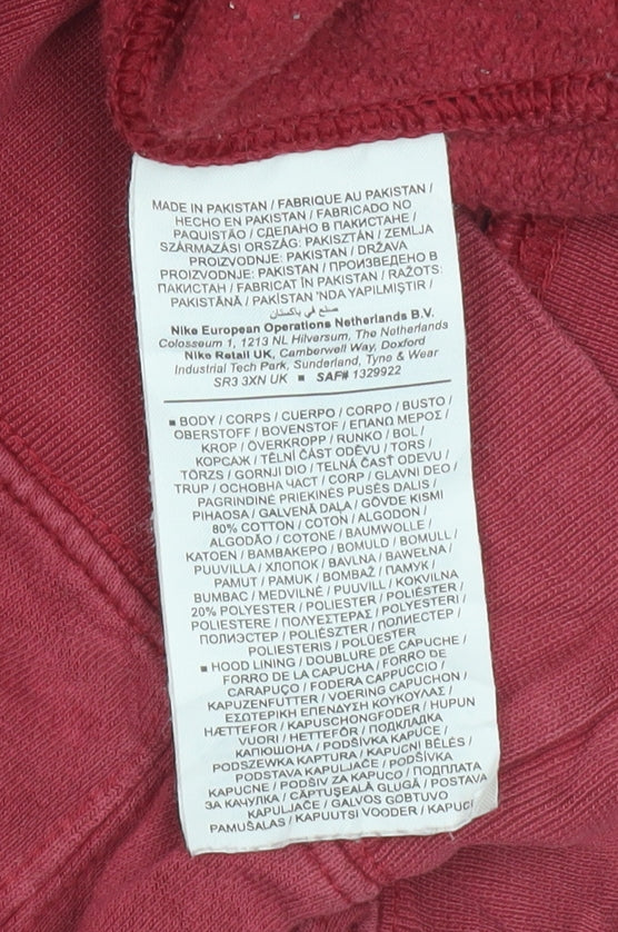 Nike Men's Red Pullover Hoodie M Regular Fit Fleece Logo Sweatshirt