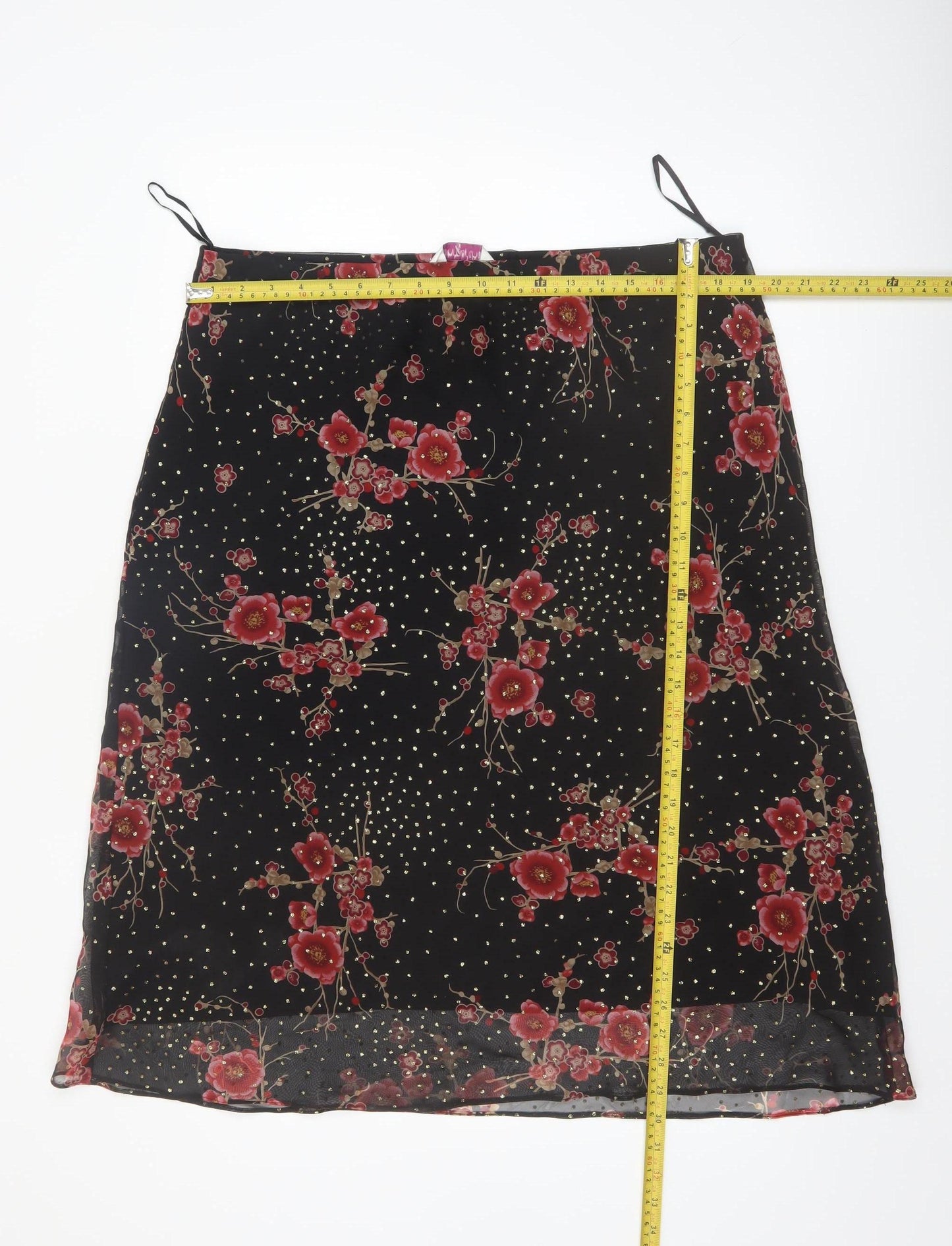 Bonmarche Women’s Black Floral A-Line Skirt Size 18 Knee Length