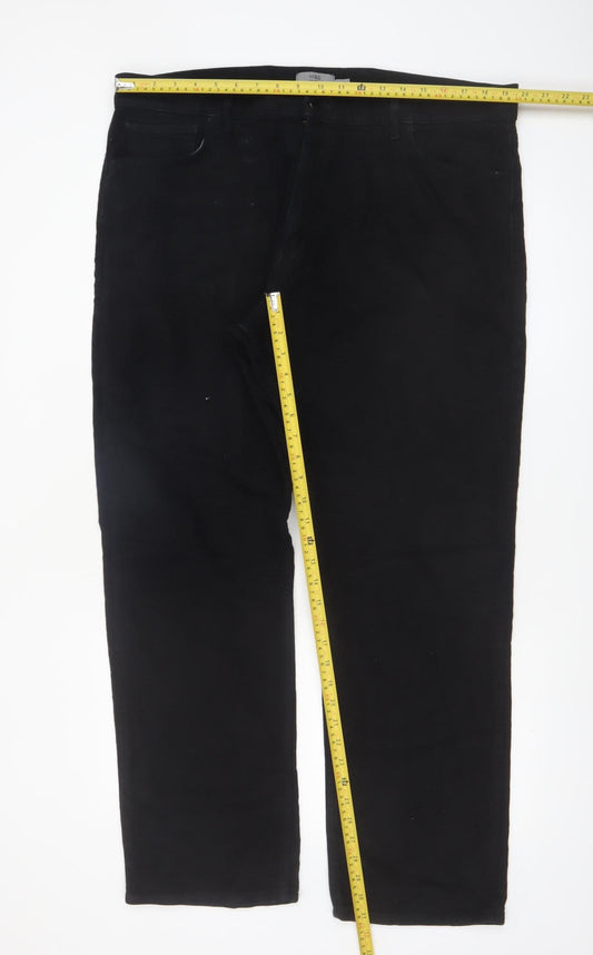 Marks and Spencer Men's Black Regular Fit Chino Trousers 40in Waist 31in Leg