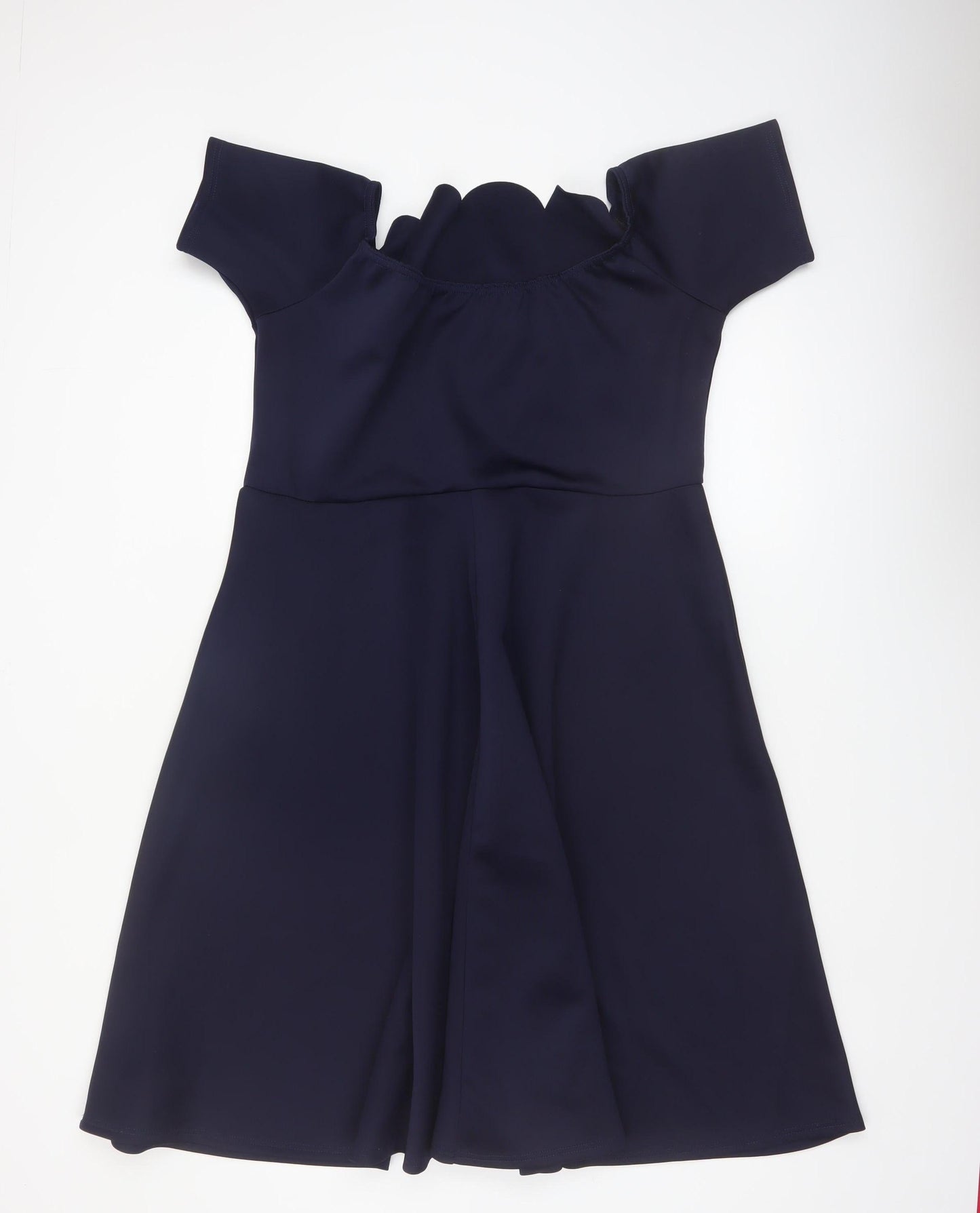 Boohoo Women's Blue Off Shoulder Fit & Flare Scallop Dress Size 22