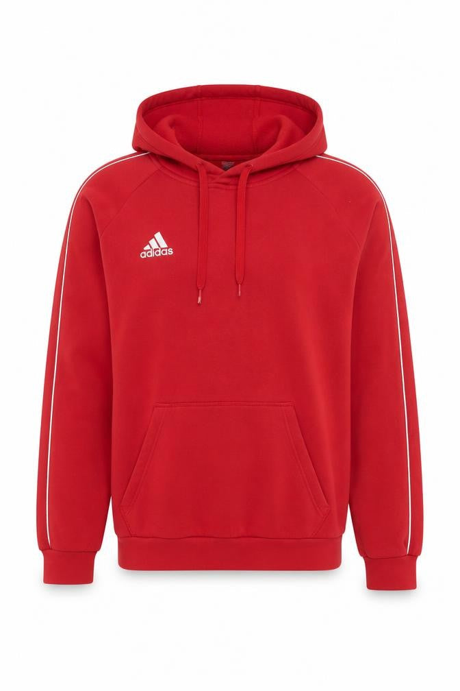 Front view of Adidas Men’s Red Pullover Hoodie L Regular Fit Sports Fleece
