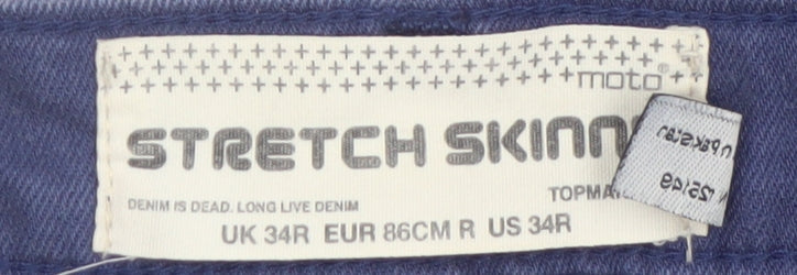 Topman Men's Blue Stretch Skinny Trousers Size 34R
