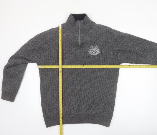 Murray Golf Men's Grey Wool 1/2 Zip Jumper L High Neck Warm Pullover