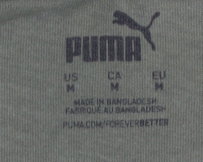 Puma Men's Green Crew Neck Short Sleeve Cotton T-Shirt M
