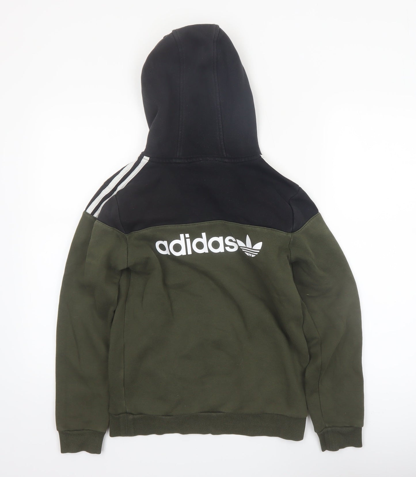 Adidas Boys Green Black Hooded Pullover Sweatshirt Size 11-12 Years