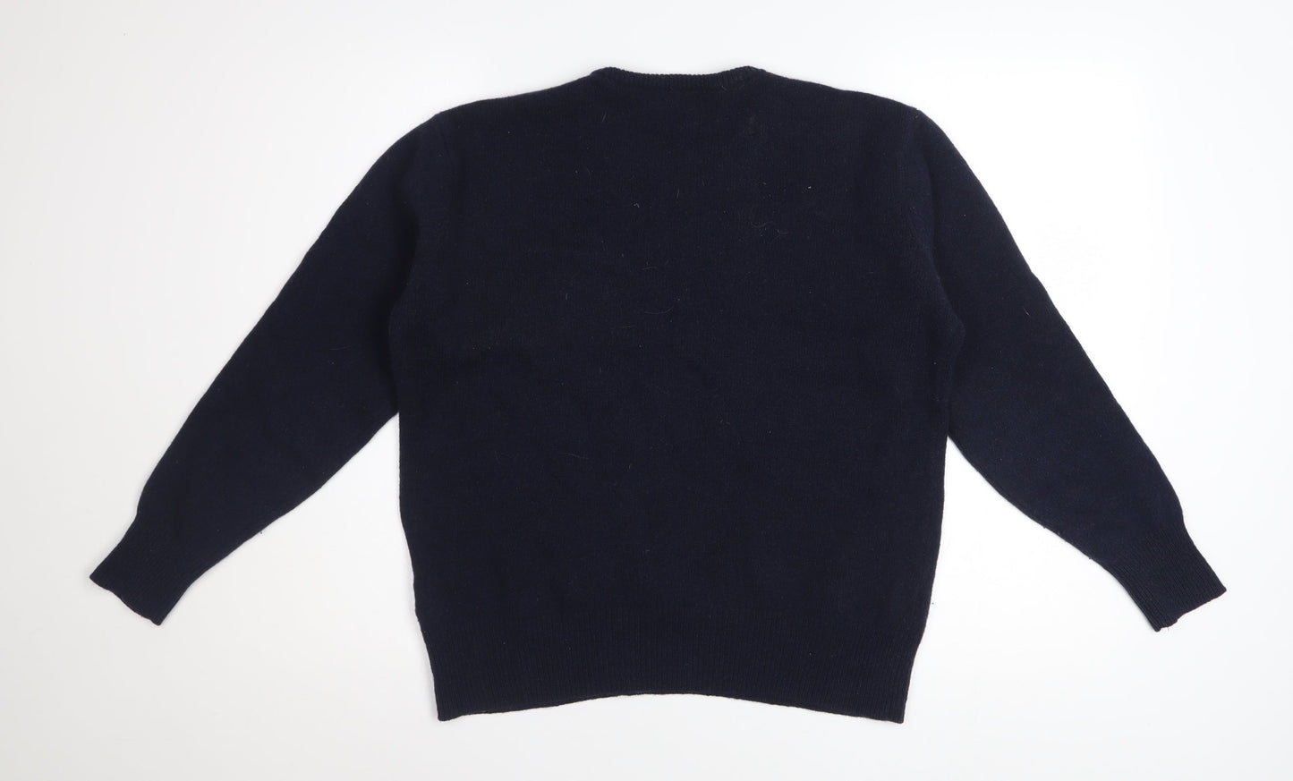 House of Bruar Women's Navy Blue Wool Crew Neck Jumper Size M