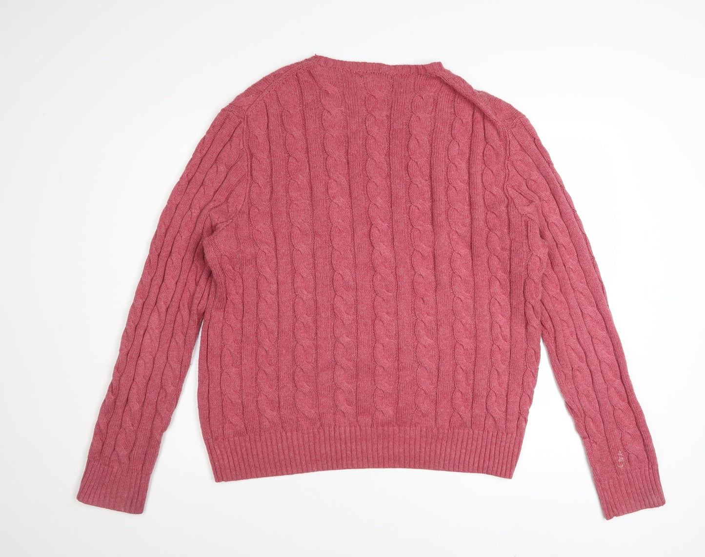 Polo Ralph Lauren Men's Pink Cable-Knit Cotton Jumper Size M