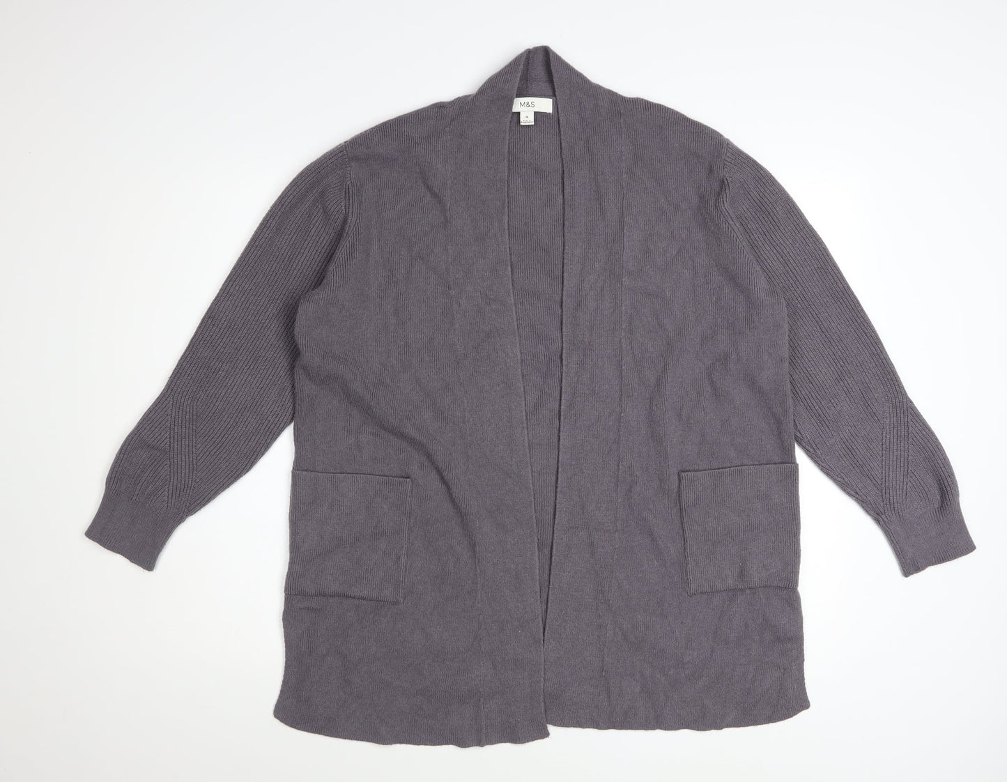Marks and Spencer Women’s Grey Knit Cardigan Size 18 Long Sleeve Open Front