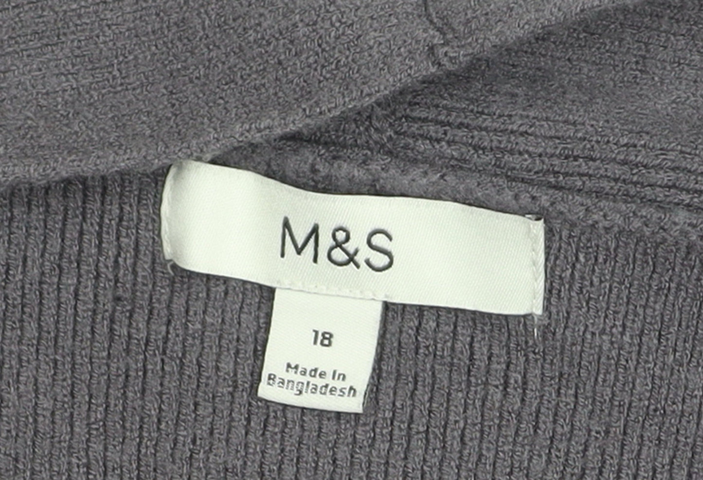 Marks and Spencer Women’s Grey Knit Cardigan Size 18 Long Sleeve Open Front