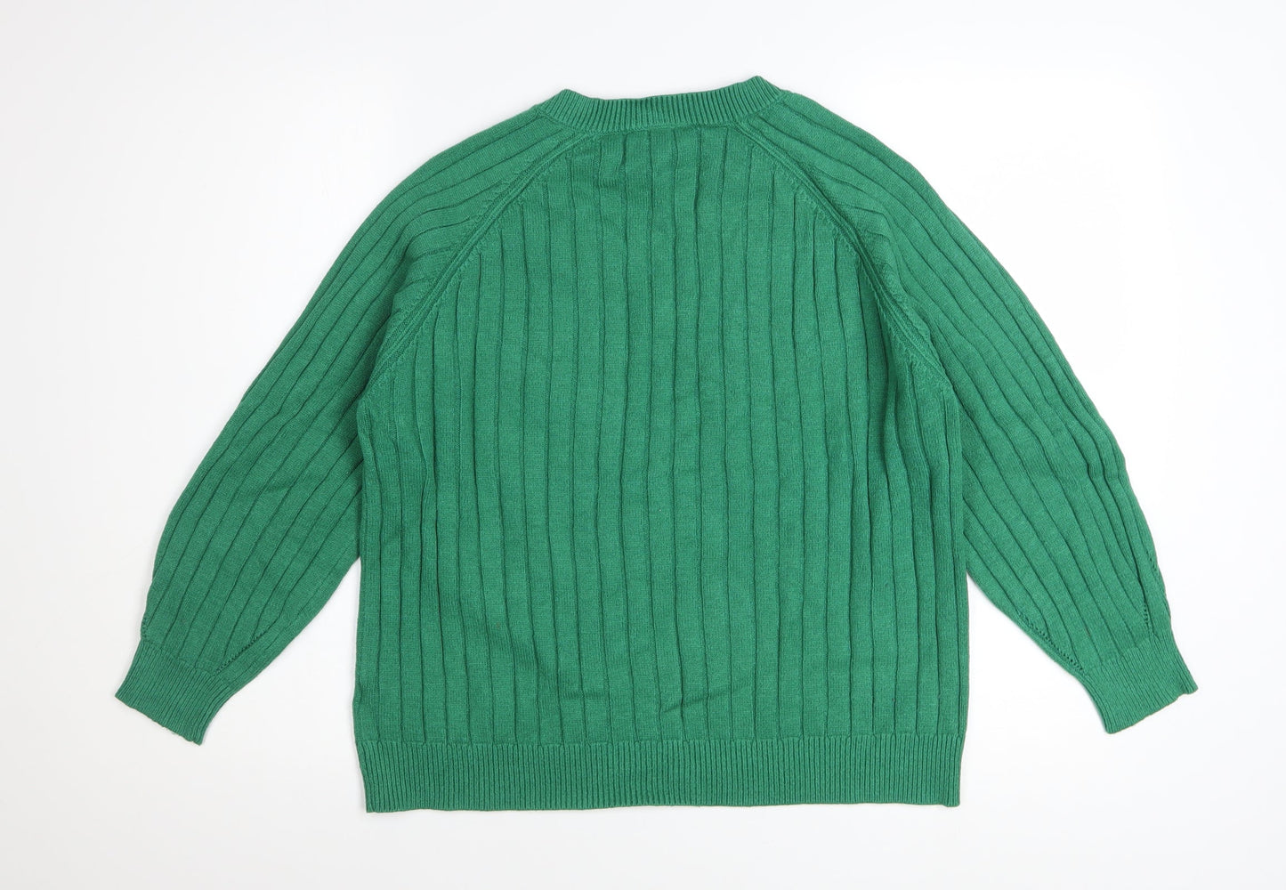 Next Women's Green V-Neck Ribbed Knit Jumper Size 16