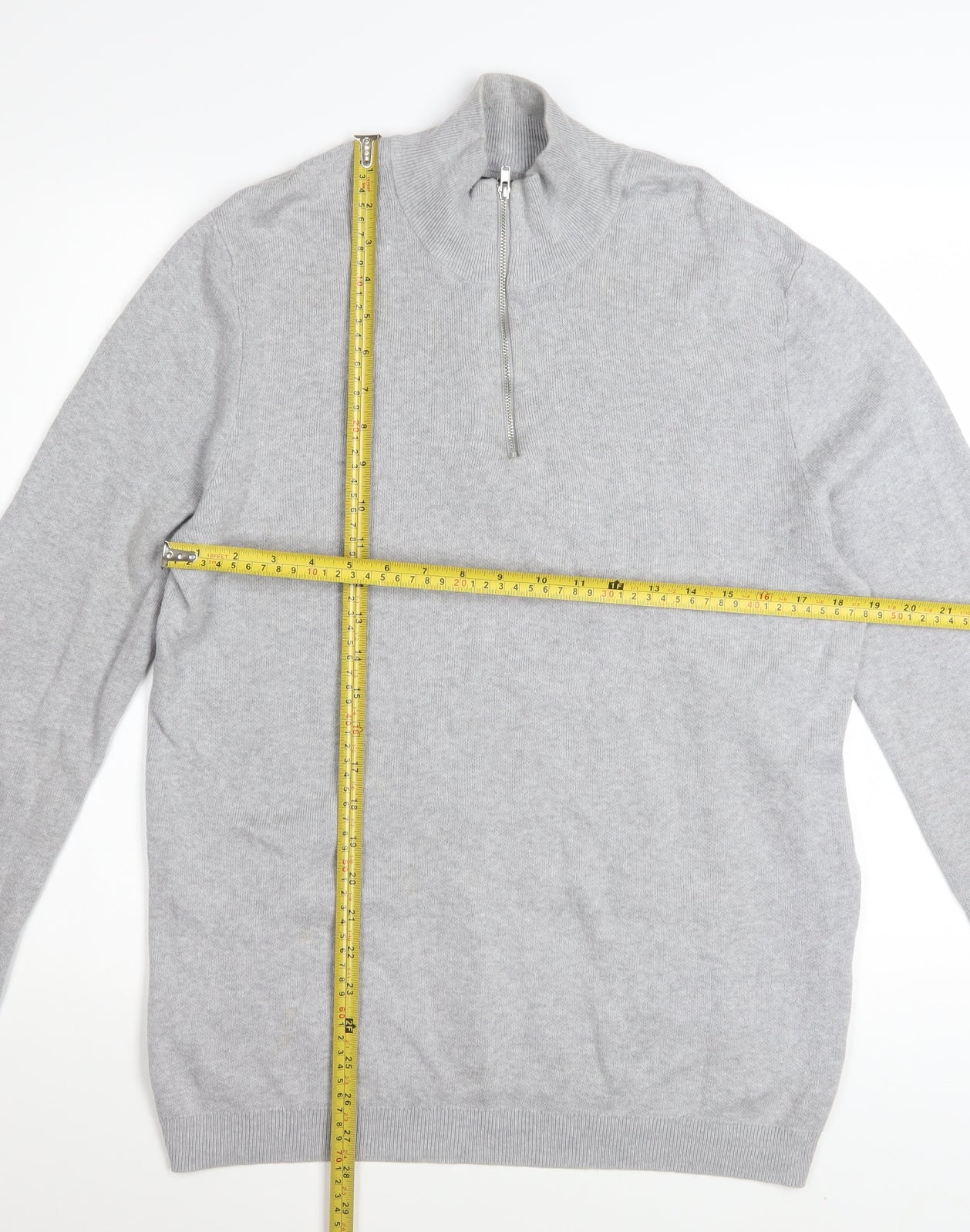 ASOS Men’s Grey High Neck 1/2 Zip Knit Jumper Size M