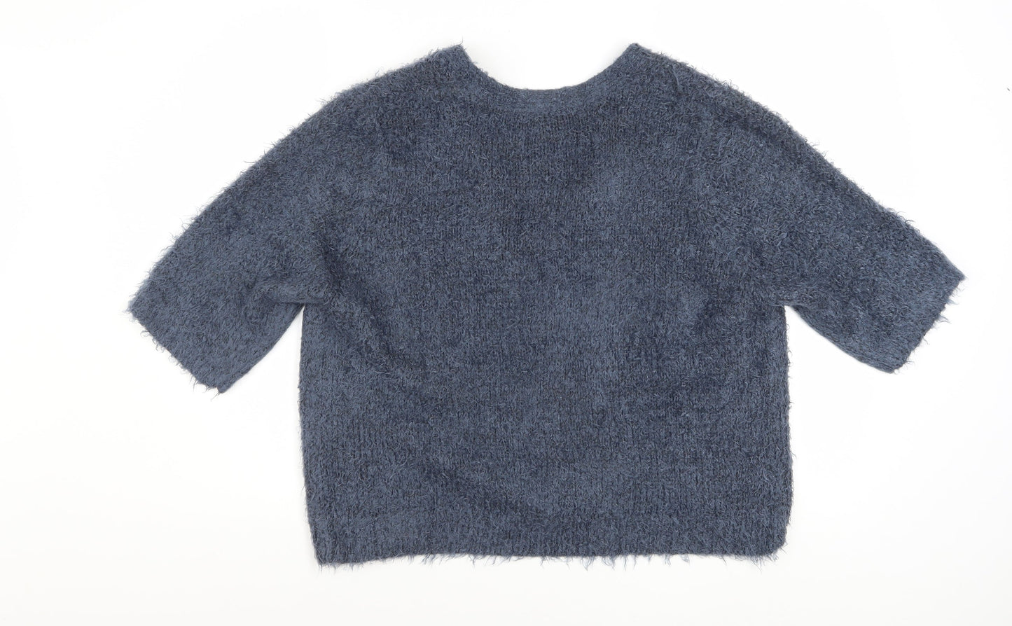 Anthology Women Blue Size 20 Plus Open Knit Short Sleeve Cardigan