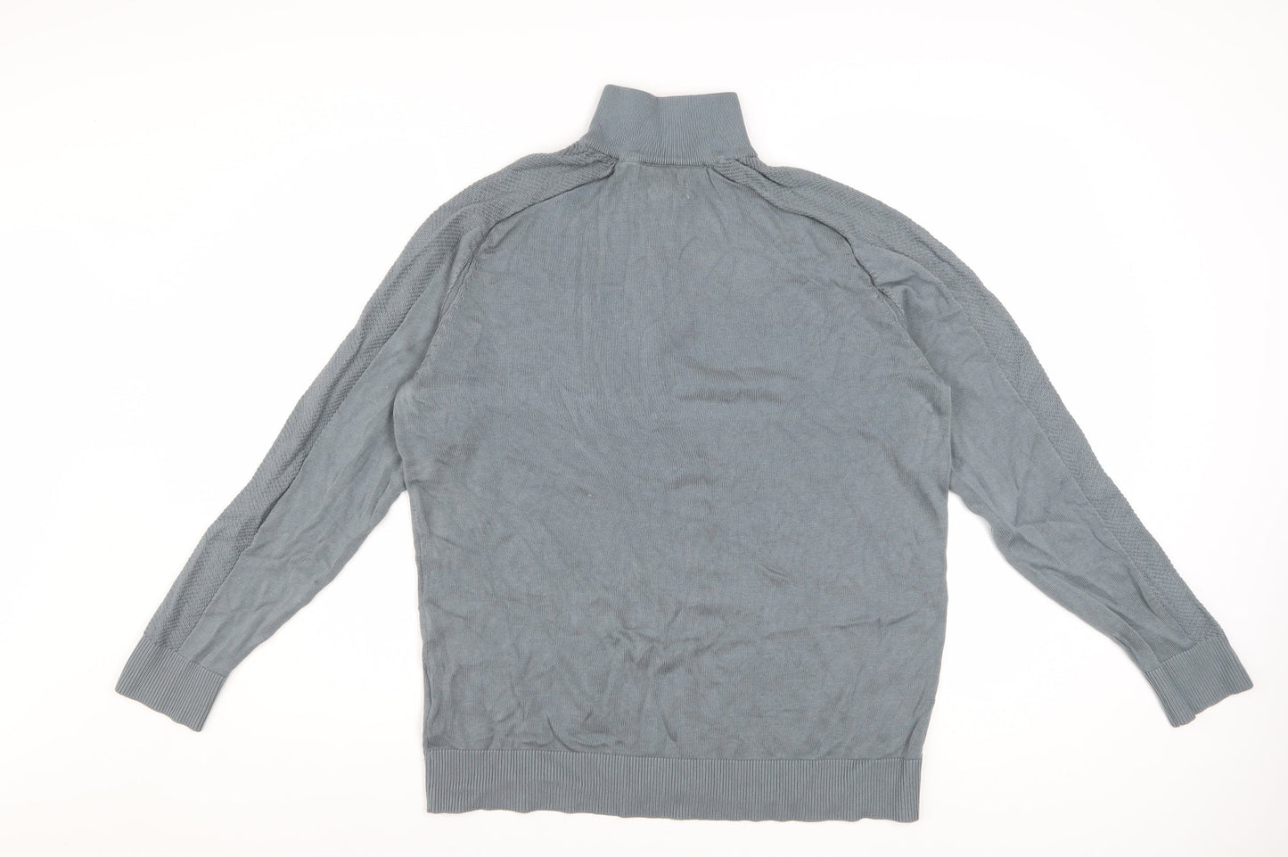 Marks and Spencer Men's Pewter 1/2 Zip High Neck Jumper Size L