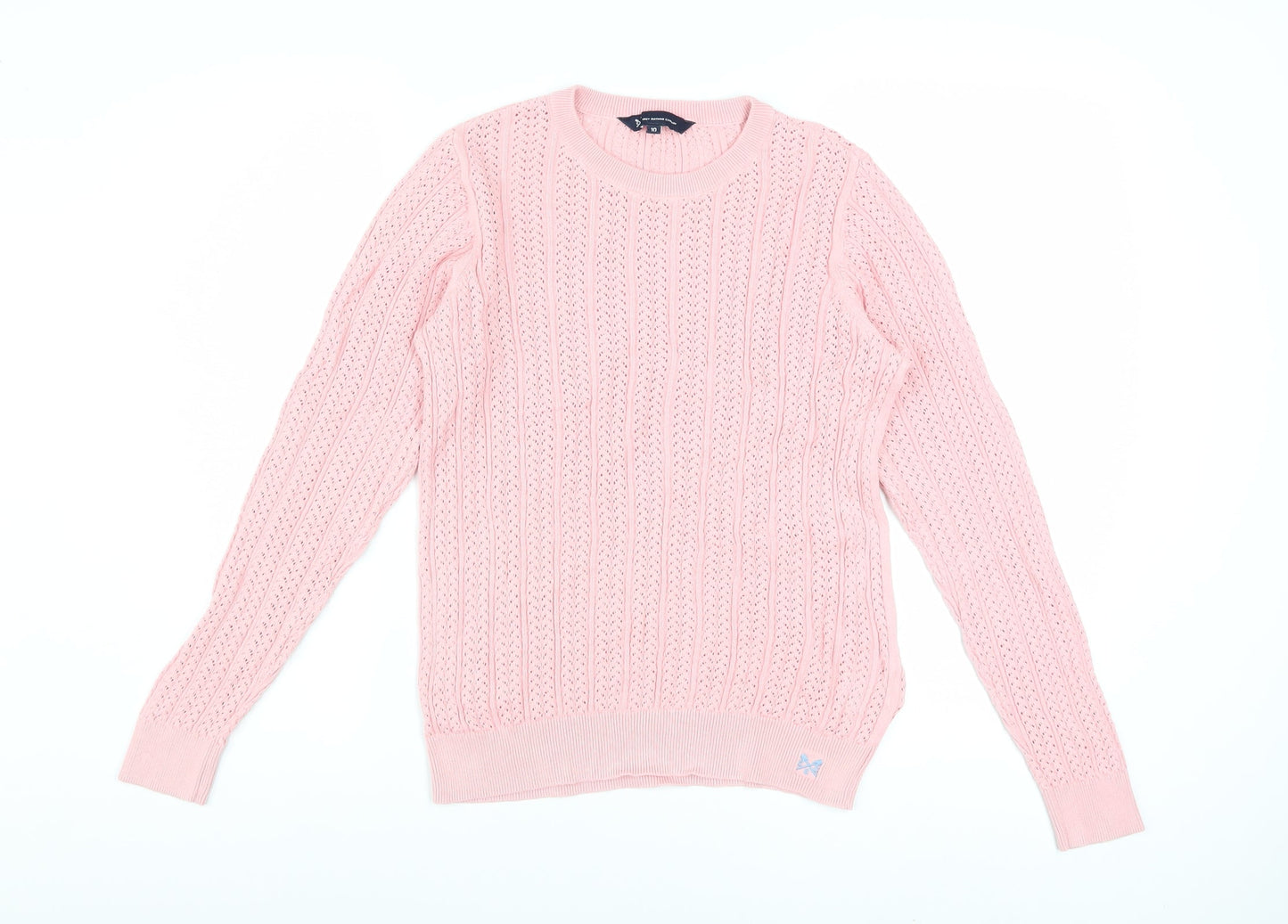 Crew Clothing Women’s Pink Cotton Cable-Knit Jumper Size 10