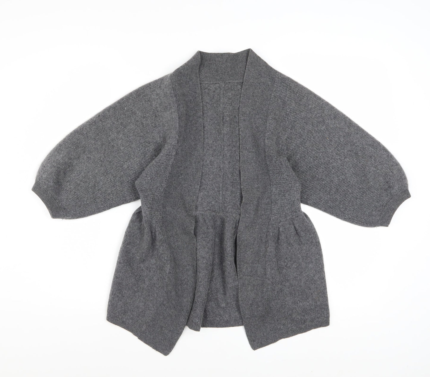 Jaeger Womens Grey 100% Cashmere 3/4 Sleeve Open Cardigan M