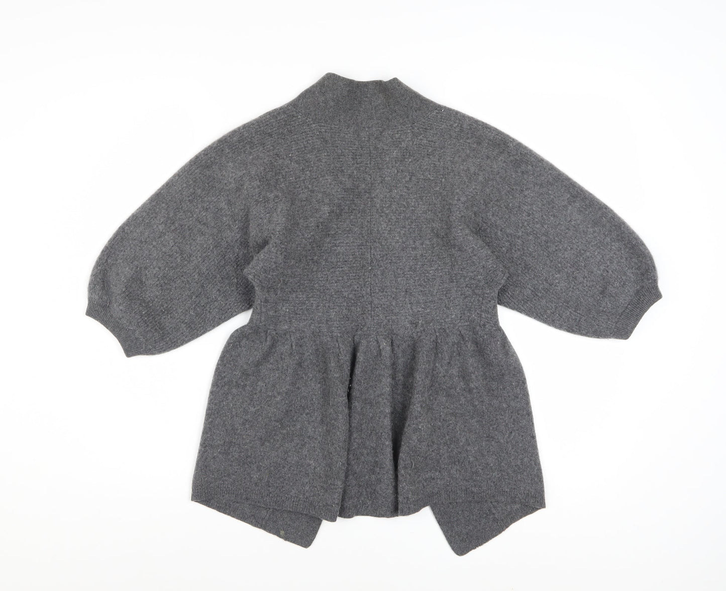 Jaeger Womens Grey 100% Cashmere 3/4 Sleeve Open Cardigan M