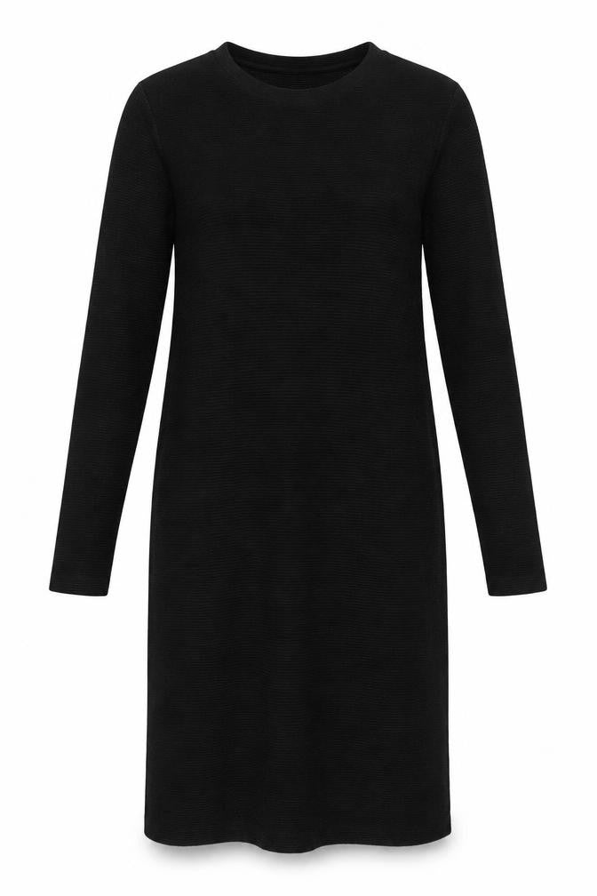 Front view of COS Women Black Knit Bodycon Long Sleeve Knee Dress, size 12