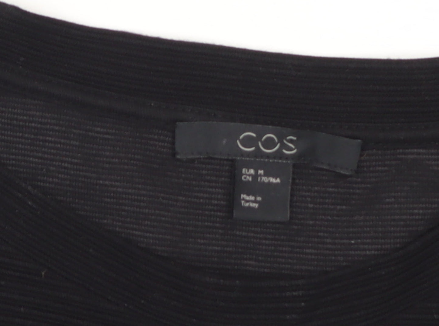 COS Women Black Knit Bodycon Long Sleeve Knee Dress Size 12
