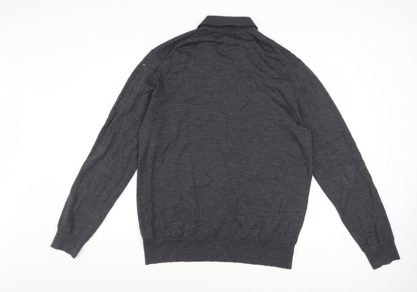 Marks and Spencer Men’s Grey Merino Wool 1/4 Zip Jumper L