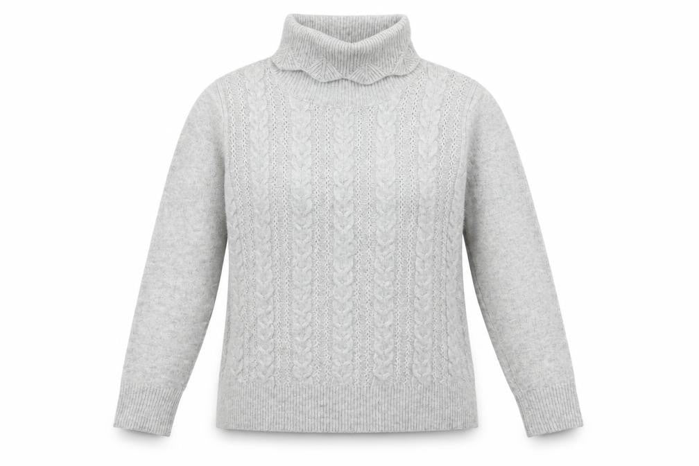 Mistral Womens Grey Cable Knit Roll Neck Jumper Size 12