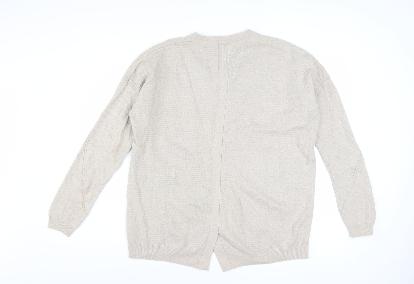 Warehouse Women Beige Wool Blend Crew Neck Long Sleeve Jumper Size 14