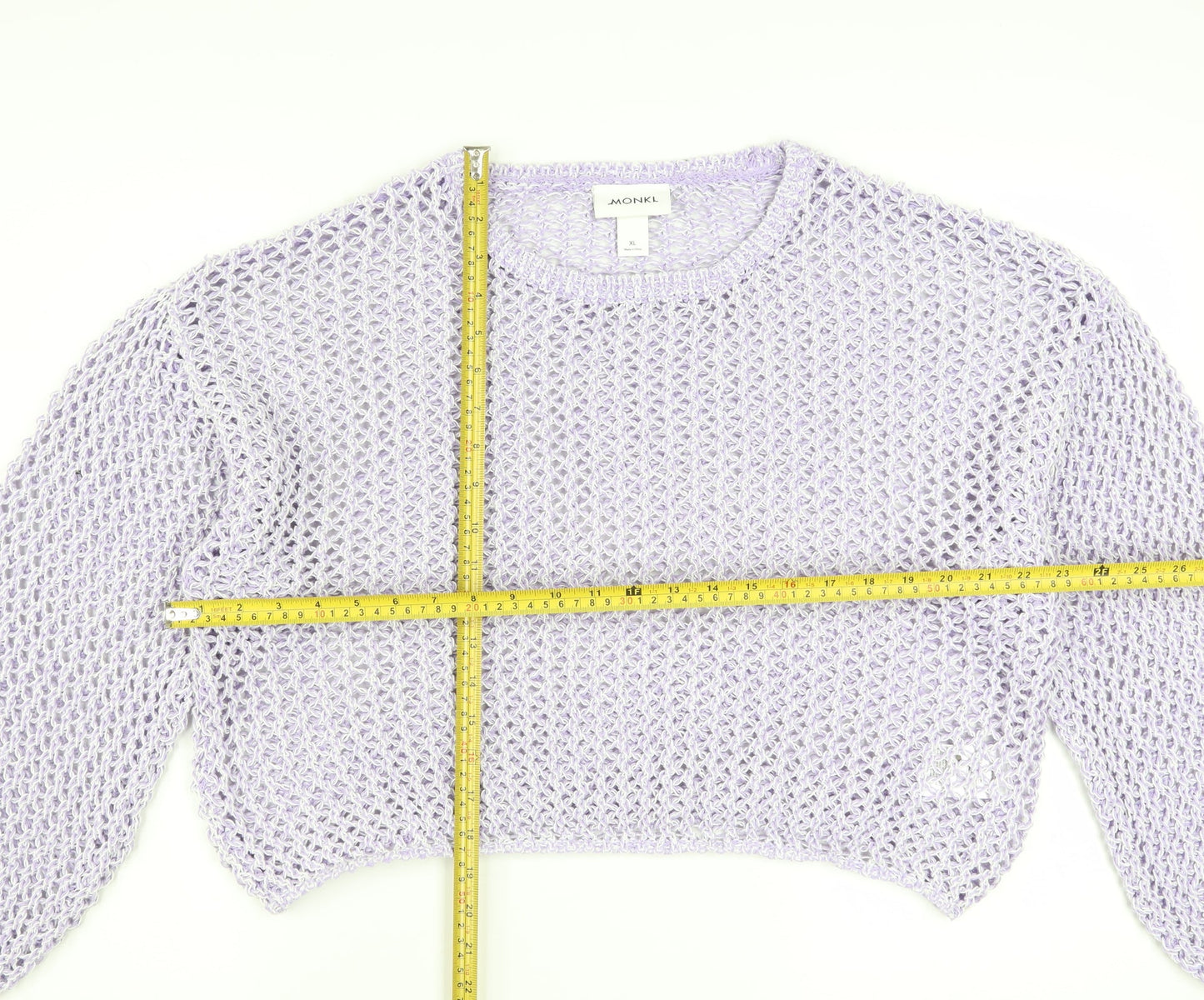 Monki Women Purple Open-Knit Pullover Jumper XL Casual Lightweight