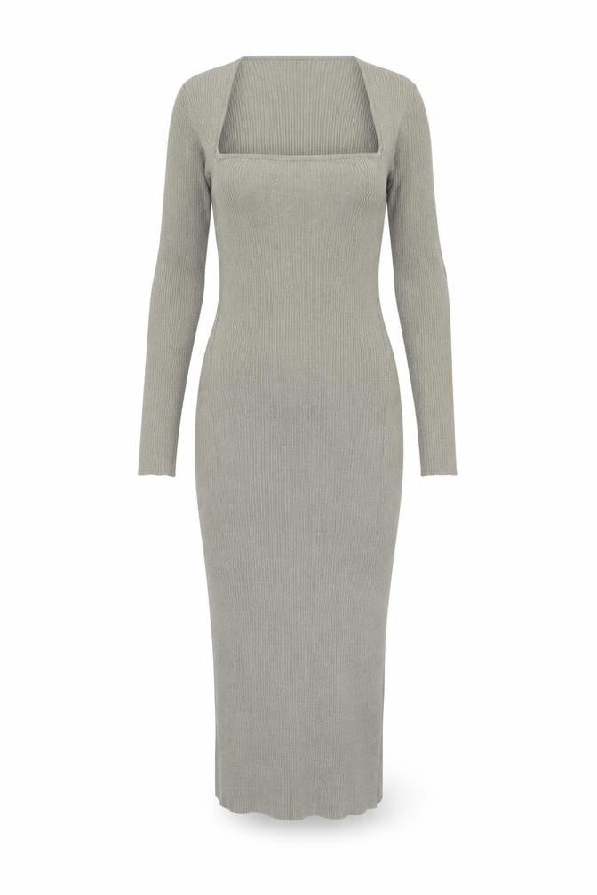H&M Women Grey Long Sleeve Bodycon Midi Dress Size 12