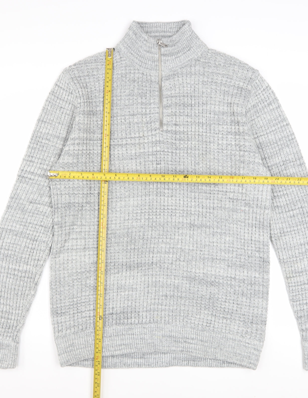 Next Mens Grey Half Zip High Neck Jumper Size L Acrylic Wool Blend