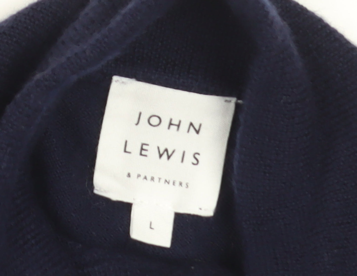 John Lewis & Partners Men's Blue Merino Wool 1/4 Zip Jumper L