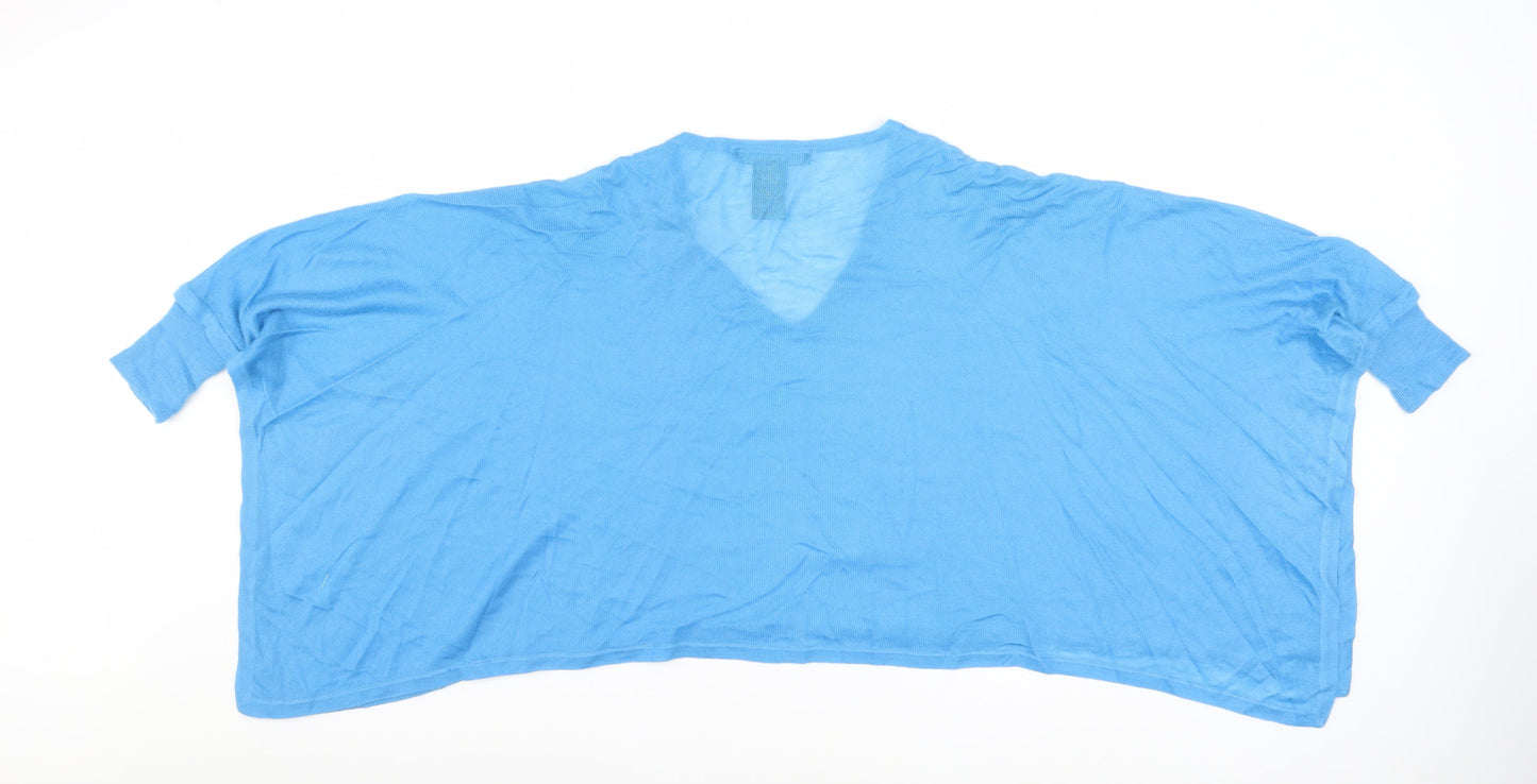 Ralph Lauren Women's Blue 100% Cashmere V-Neck Relaxed Jumper XS