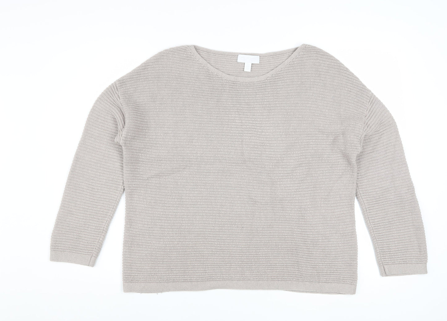 The White Company Women’s Beige Waffle-Knit Wool Cotton Jumper M
