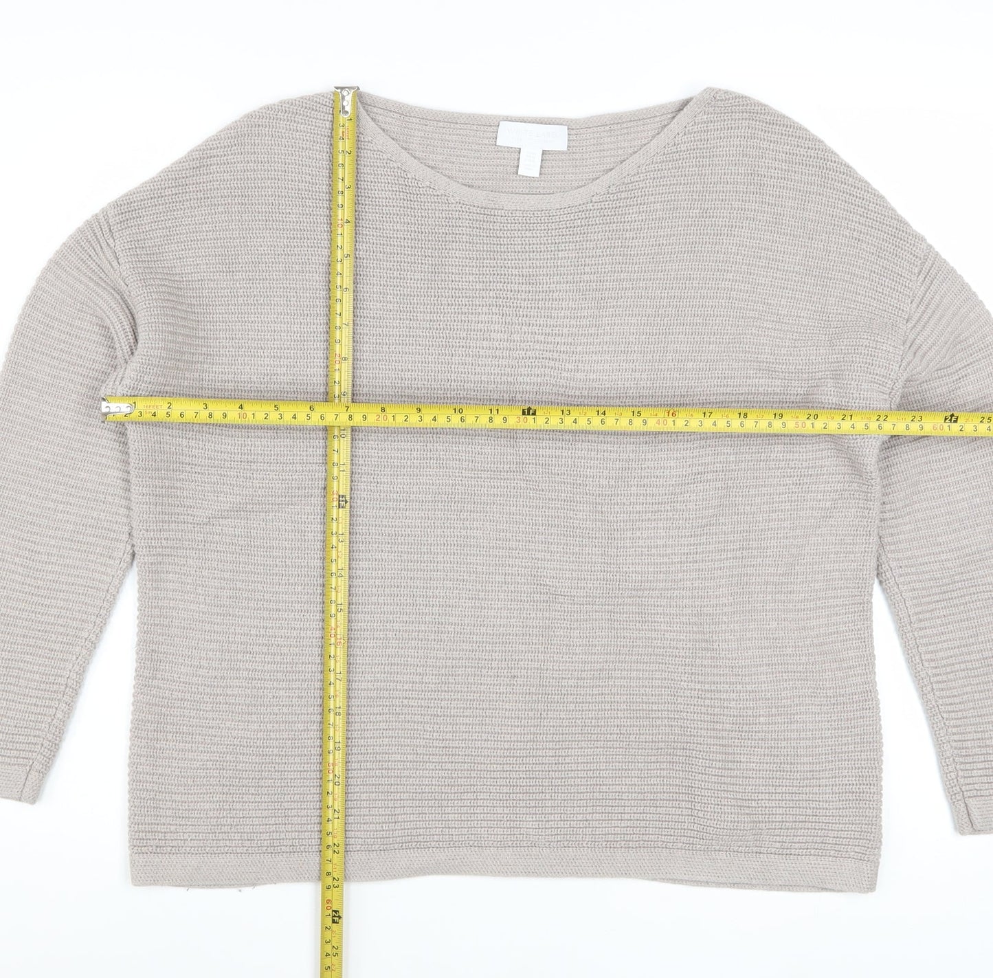 The White Company Women’s Beige Waffle-Knit Wool Cotton Jumper M
