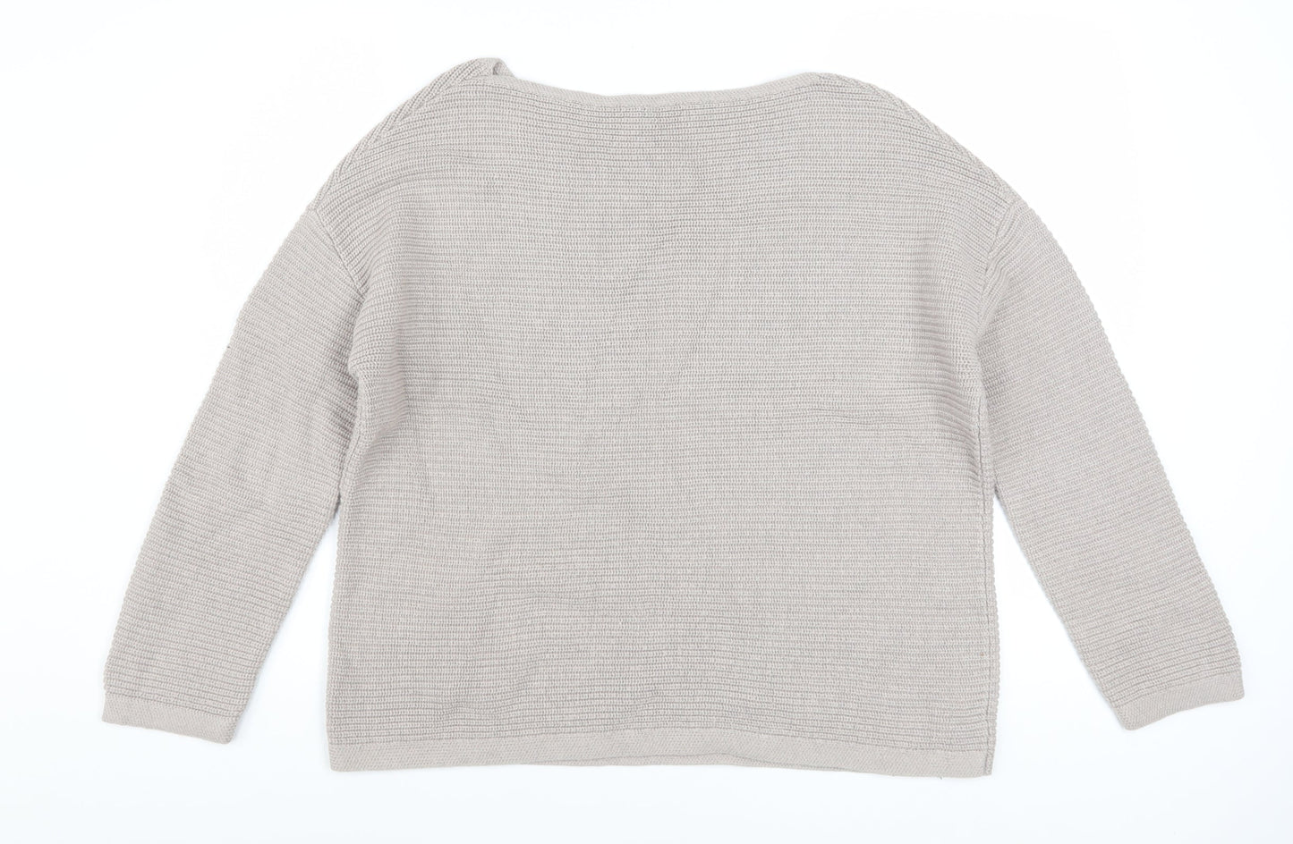 The White Company Women’s Beige Waffle-Knit Wool Cotton Jumper M