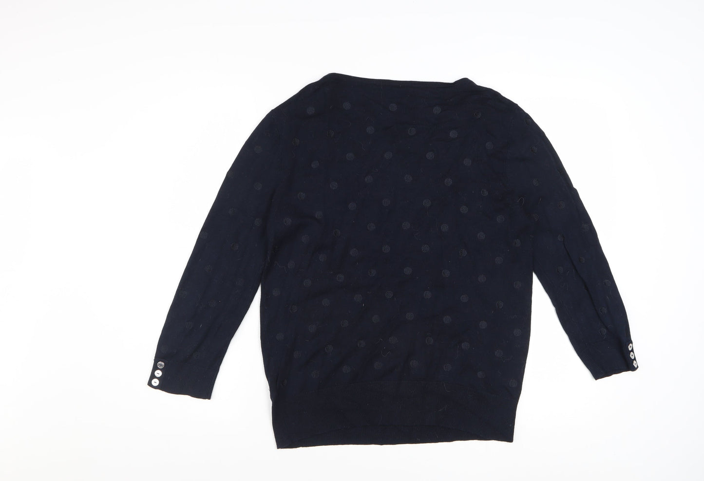 Jasper Conran Women’s Navy Blue Polka Dot Knit Jumper Size 14