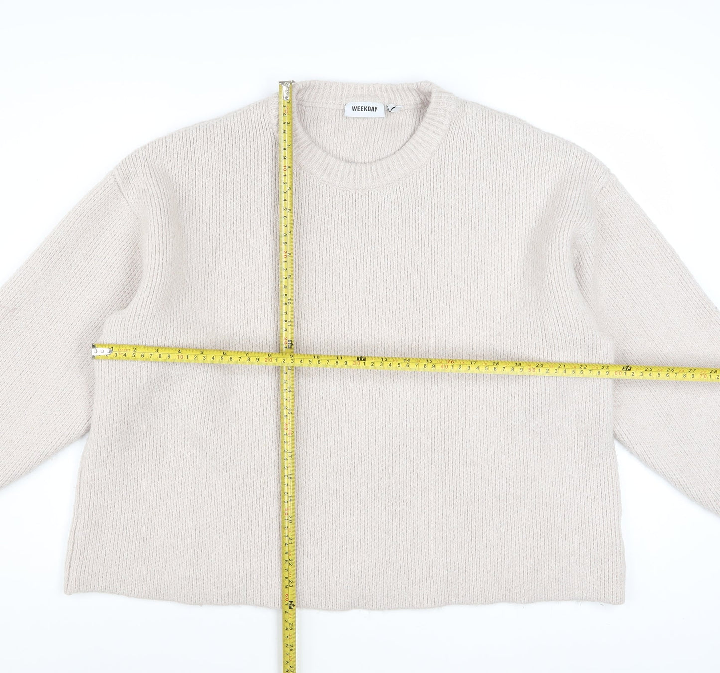 Weekday Women Beige Wool Blend Chunky Knit Jumper L