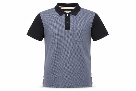 Dickens & Browne Men's Blue Geometric Cotton Polo Shirt L
