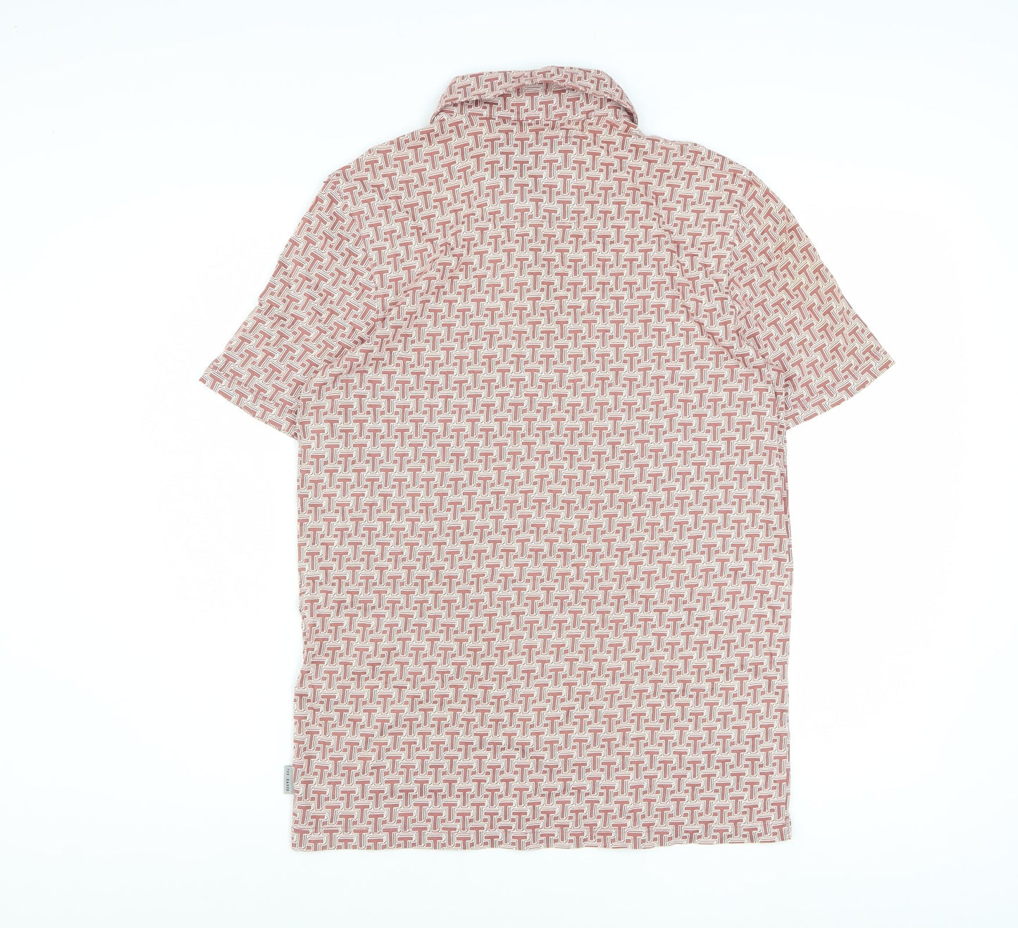 Ted Baker Men’s Red Geometric Cotton Polo Shirt Size S