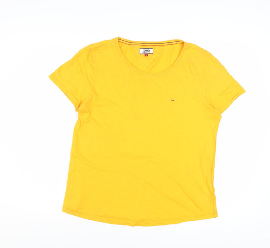 Tommy Jeans Women's Yellow Basic Cotton Crew Neck T-Shirt M