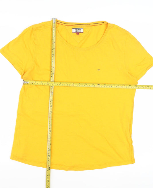 Tommy Jeans Women's Yellow Basic Cotton Crew Neck T-Shirt M