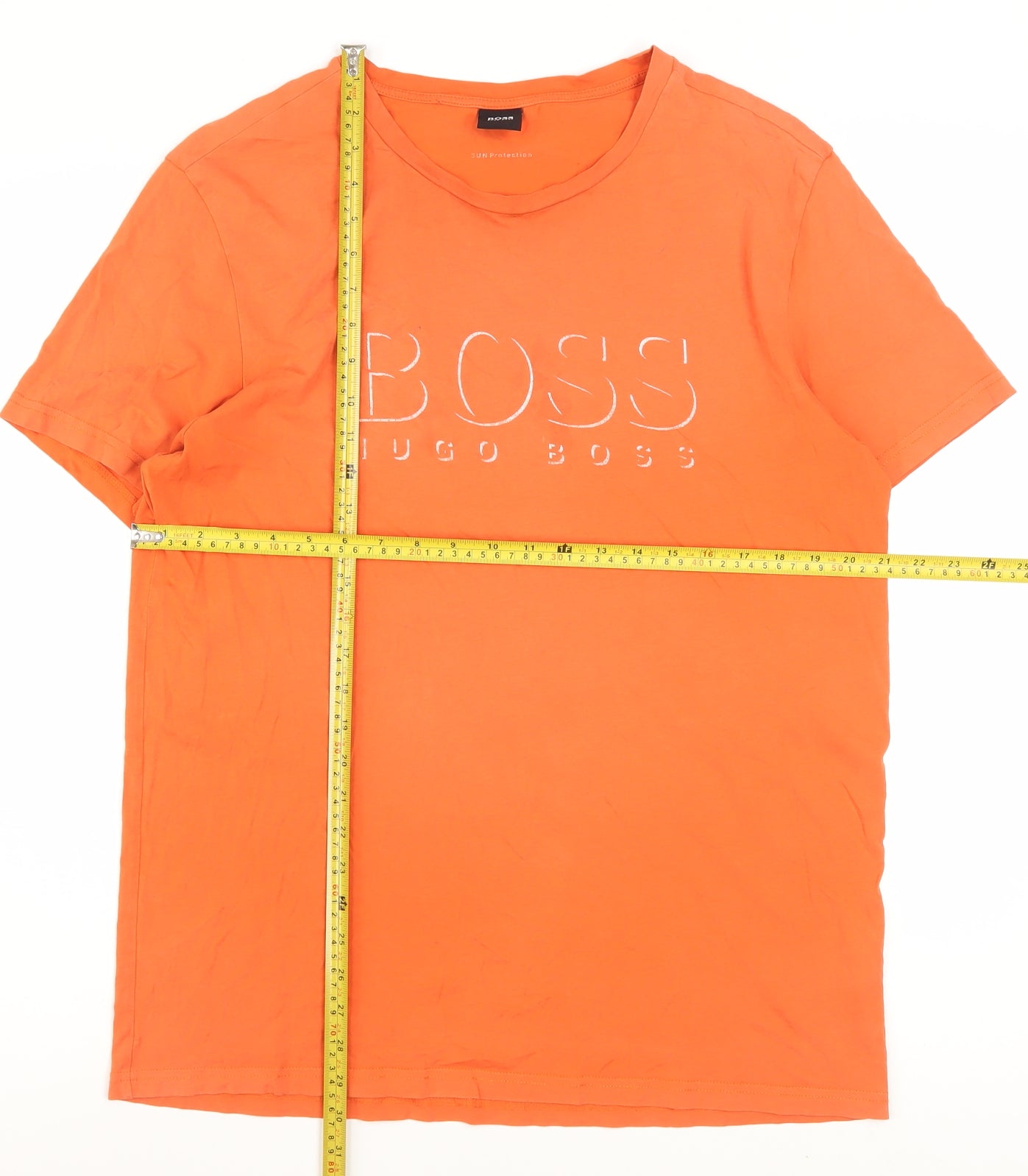 Hugo Boss Men’s Orange Cotton Crew Neck Logo T-Shirt XL