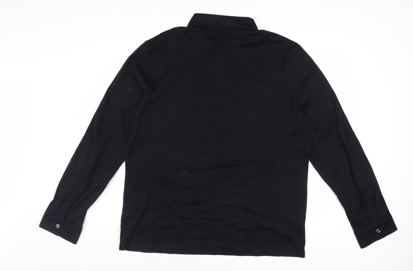 Marks and Spencer Autograph Men's Black Long Sleeve Cotton Polo Shirt L