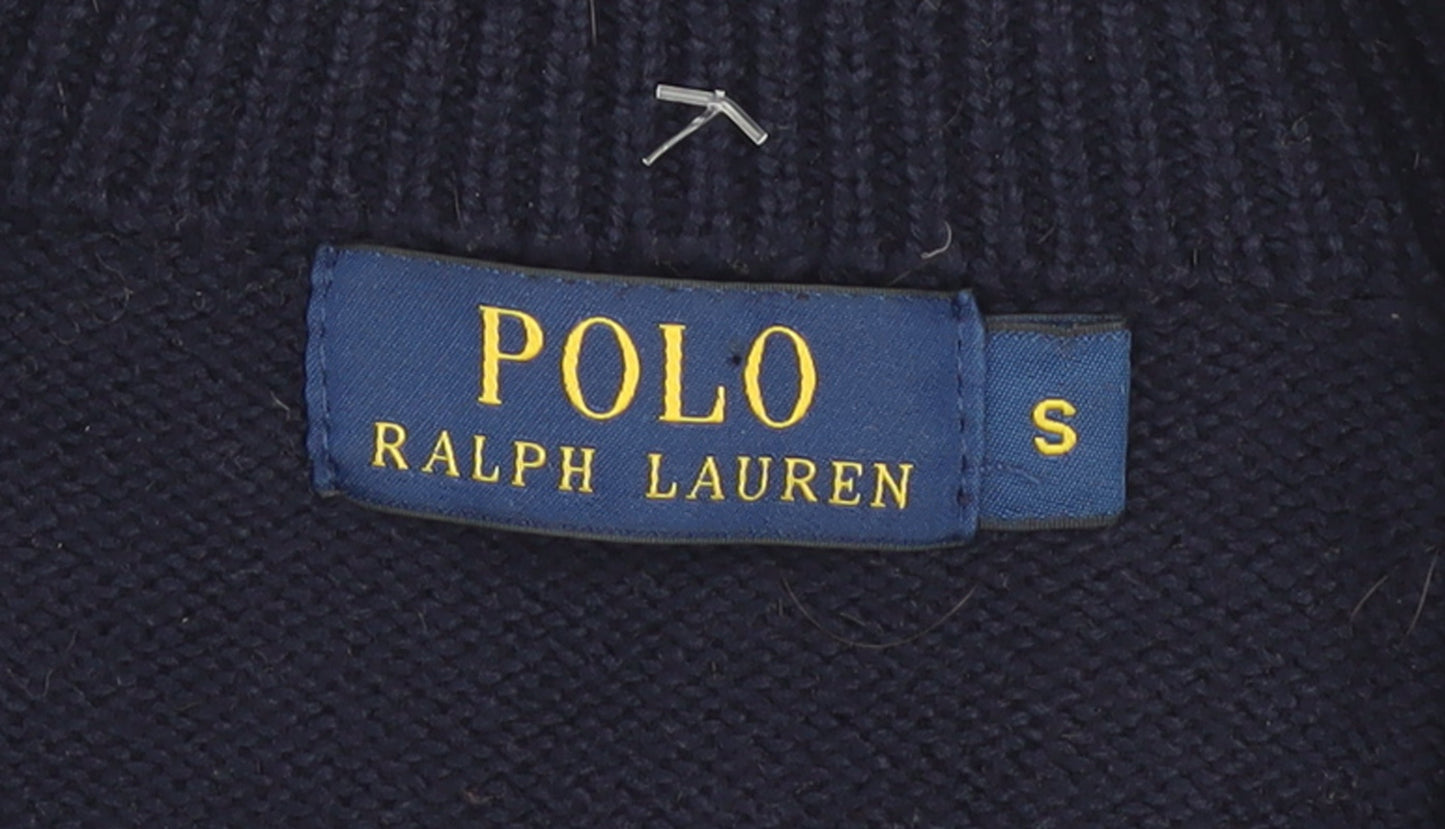 Ralph Lauren Men's Blue Cotton Half Zip Jumper Size S