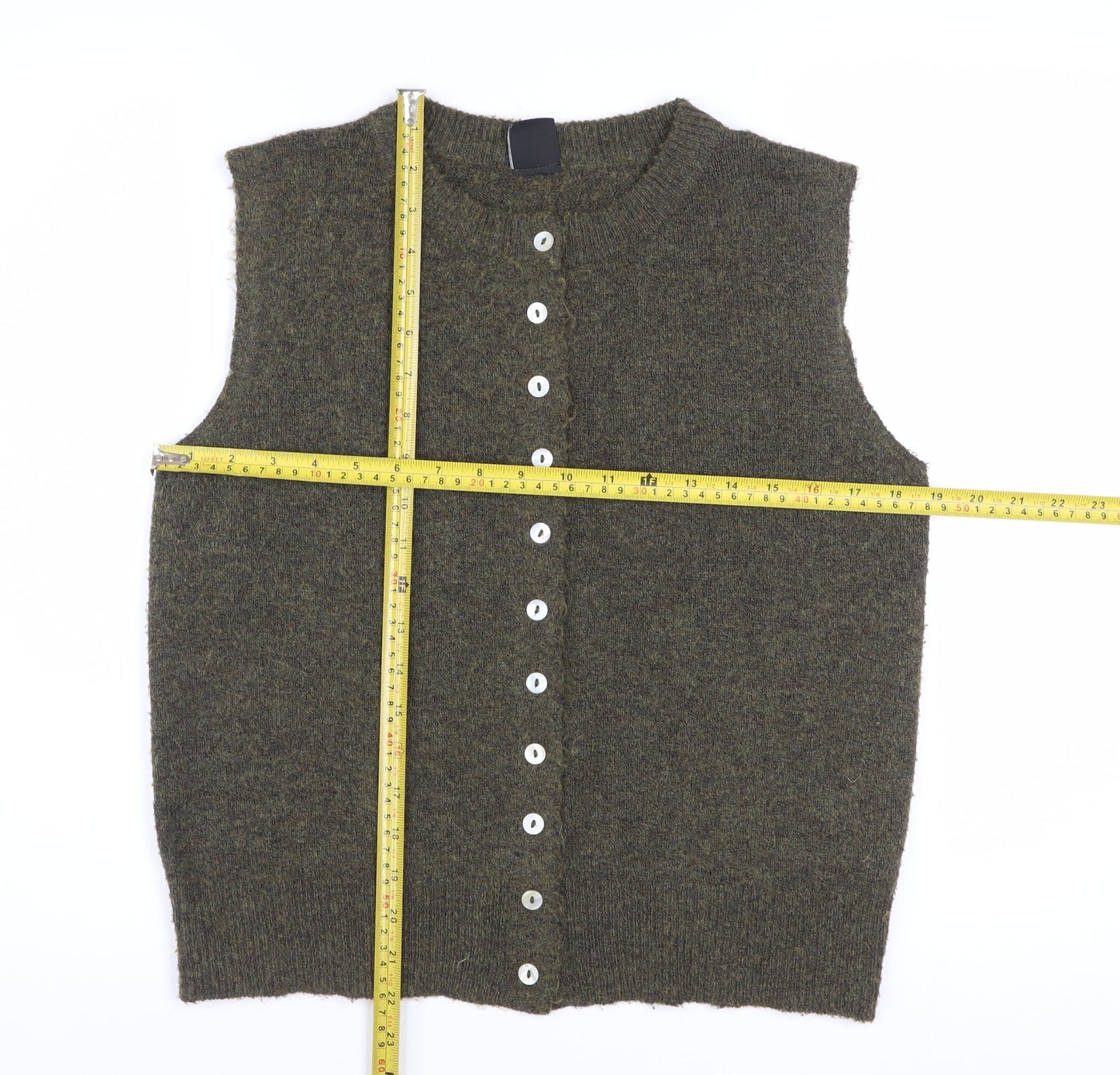 Urban Outfitters Women’s Green Sleeveless Knit Button Cardigan S