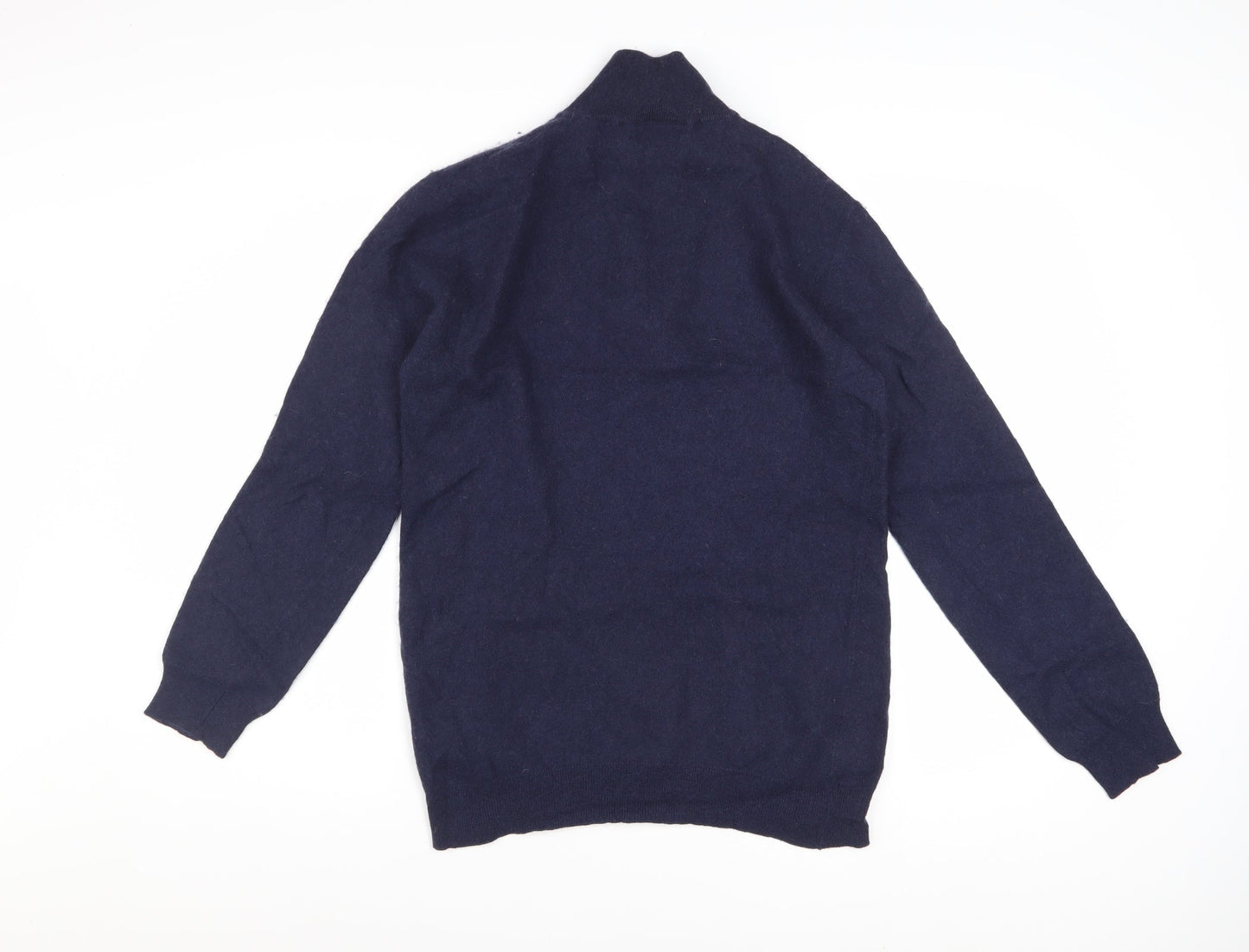 2Tall Men's Blue Merino Wool Cotton 1/4 Zip Jumper L Tall