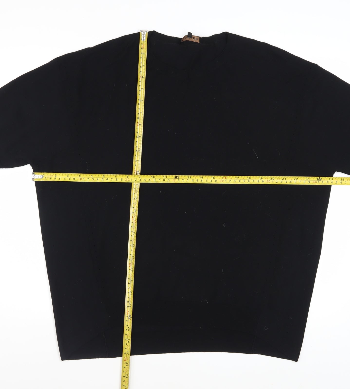 Jaeger Women Black Wool Short Sleeve Pullover Jumper L