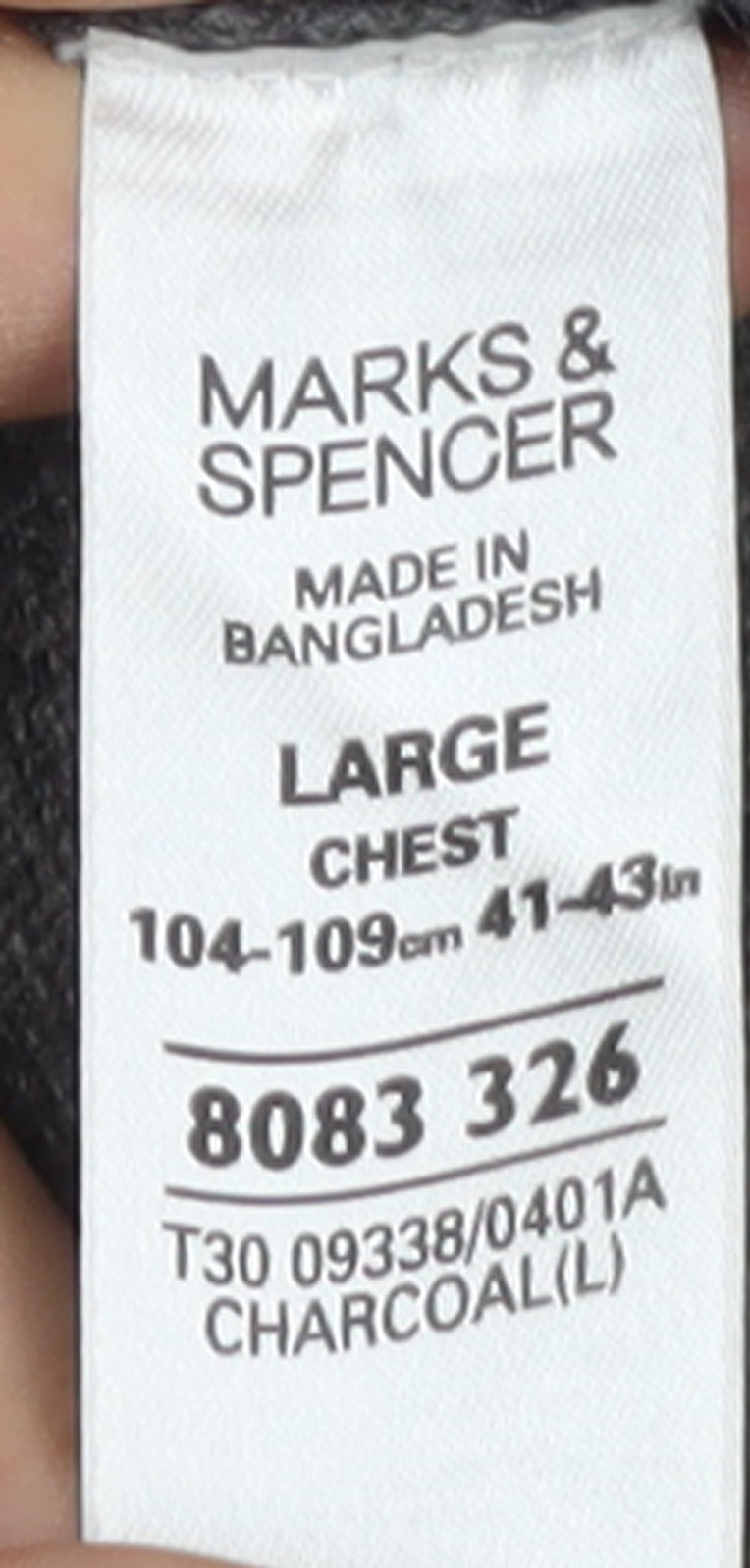 Marks and Spencer Mens Grey Cashmere V-Neck Jumper Size L