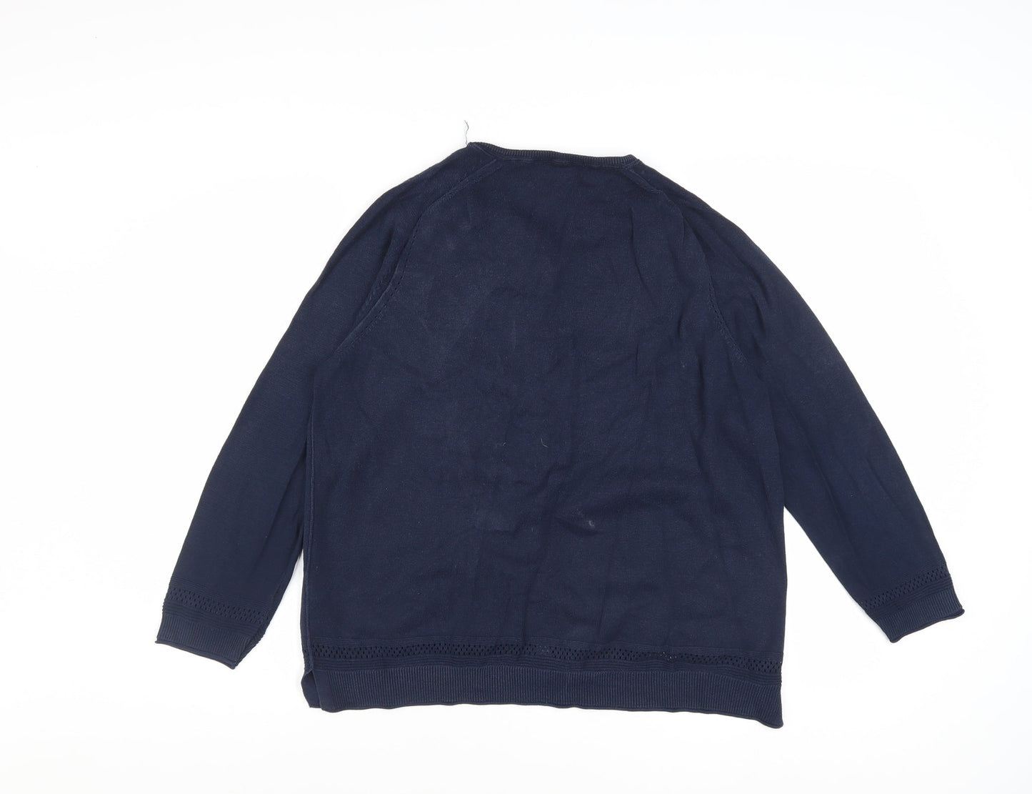 White Stuff Womens Blue Cotton Button Cardigan UK 14