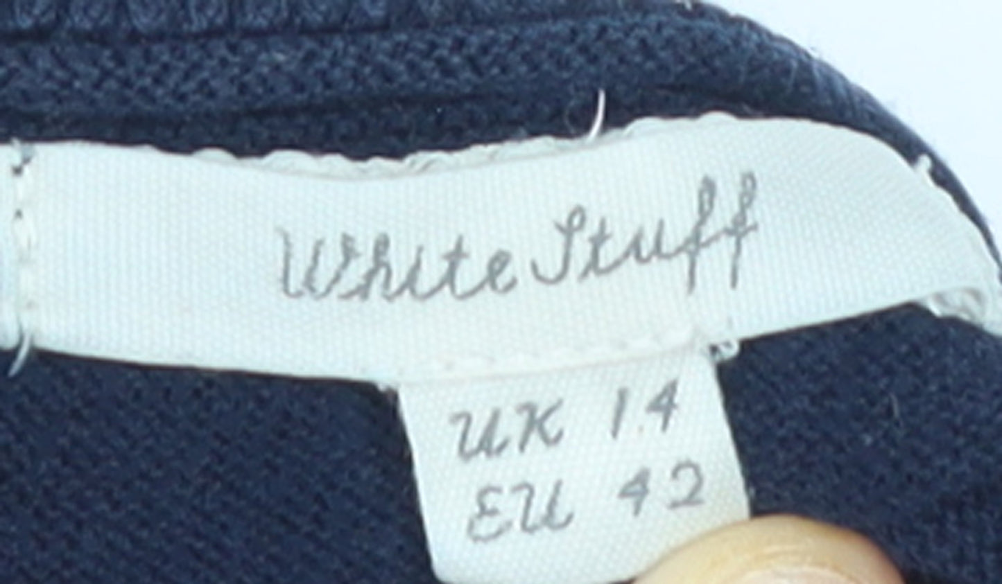 White Stuff Womens Blue Cotton Button Cardigan UK 14
